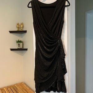 Black with silver thread side gathered dress